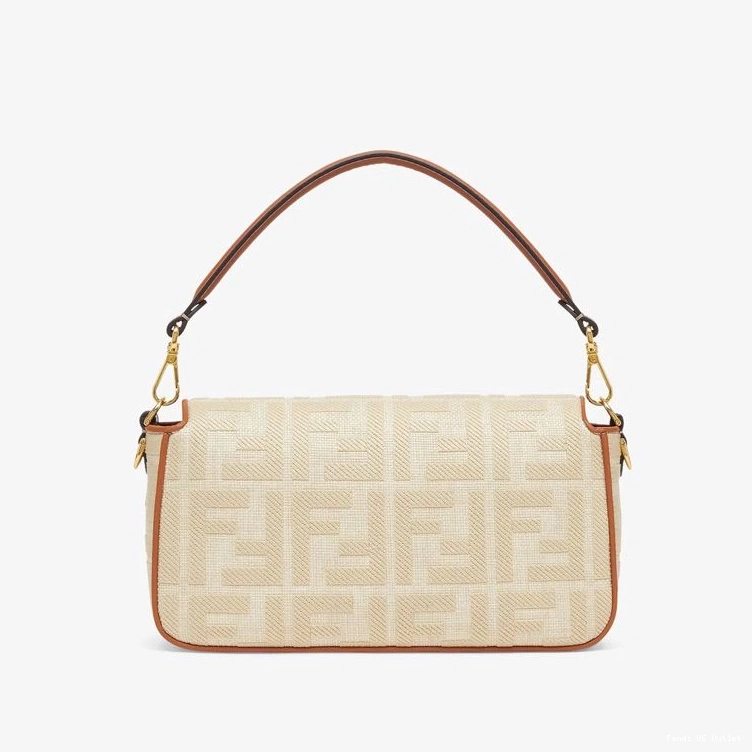 Cheap HOT Motif In Bag Beige FF Medium Fendi Baguette Straw 0814